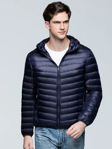 Man Winter Autumn Jacket White Duck Down Jackets Men Hooded Ultra Light Down Jackets Warm Outwear Coat Parkas Outdoors