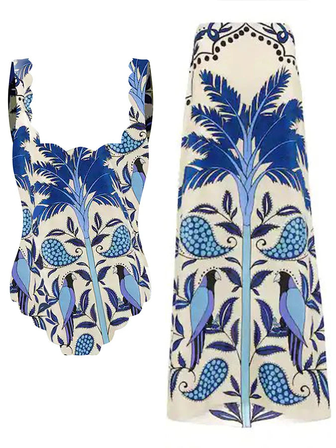 Printed Fashion Swimsuit and Beach Skirt Bikinis Sexy Erotic Suit Fashion Pieces for Slim Fit Luxury Summer Beach  Elegance