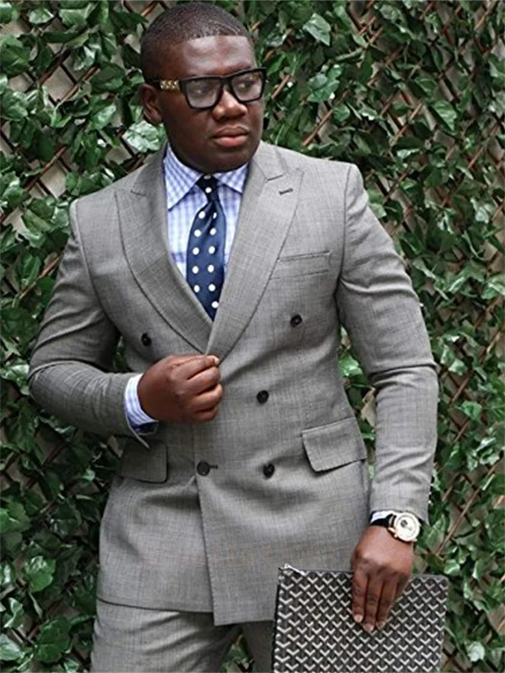 2 Piece Light Gray Men Business Formal Occasion Tuxedos Groom Groomsman Wedding Party Prom Male Suit Set Blazer Pants