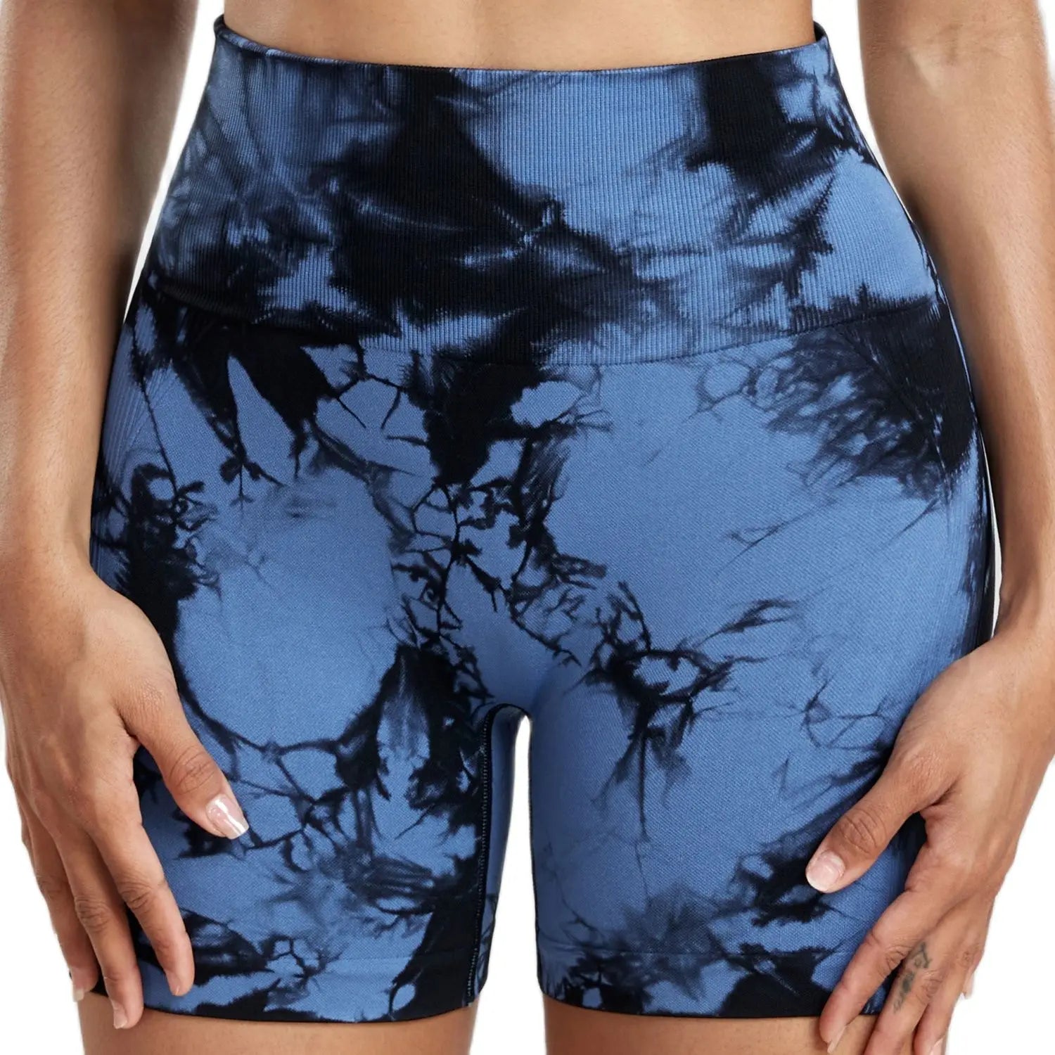 CHRLEISURE Tie Dye Women Shorts Seamless Yoga Tight Butt Lifting Workout Cycling Sweatpants High Waist Elastic Sports Leggings