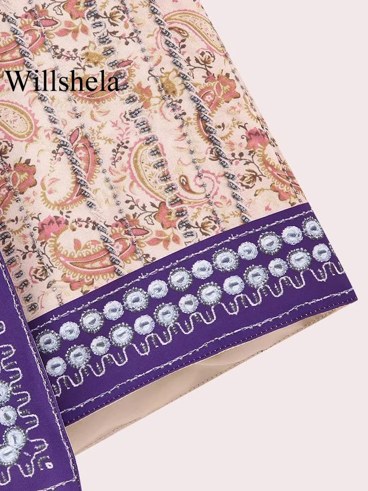 Willshela Women Women Fashion Stampato con cerniera con cerniera Mini gonna vintage alta vita asimmetrica femminile maschi