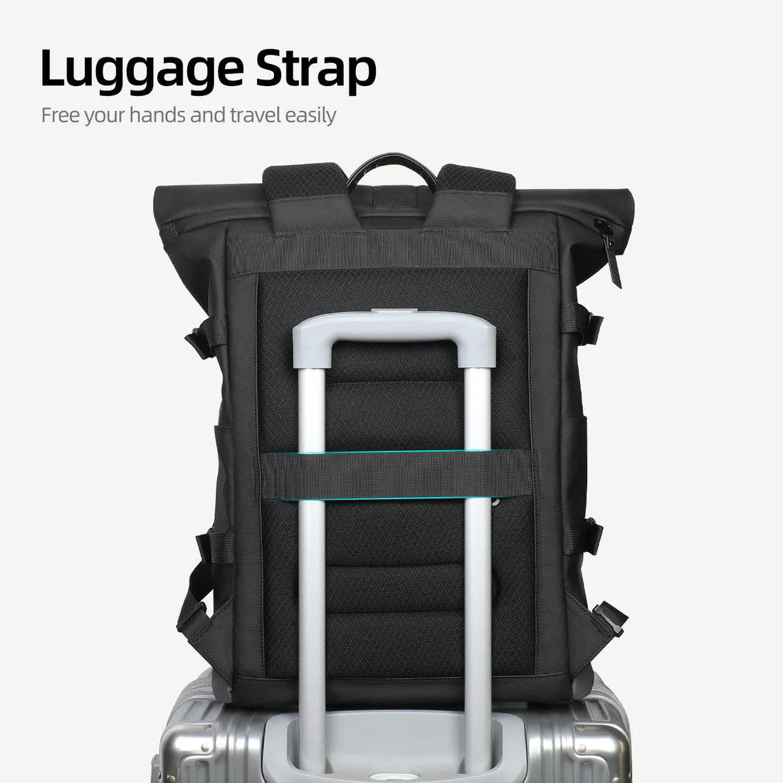 HK Waterproof Roll-Top Backpack for Men Large Capacity Expandable 17 Inch Laptop Bag Leisure Travel Backpack Hiking Camping Bags