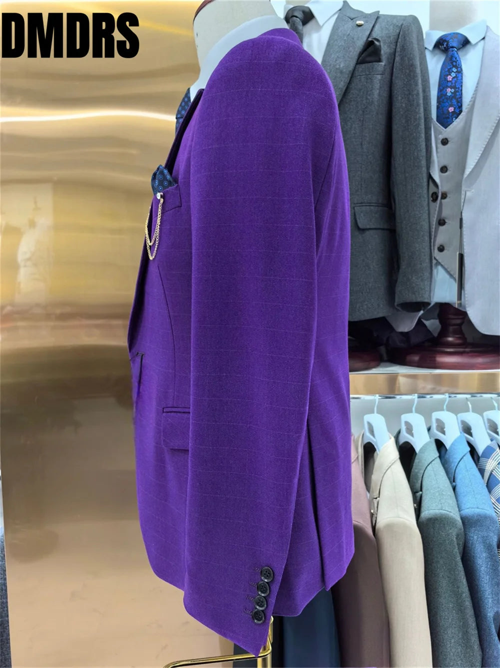 Formal Men's Suit set For Wedding Handsome Groom Suit Host Party Suit Blazers Pant Vest Fashion Solid Suit