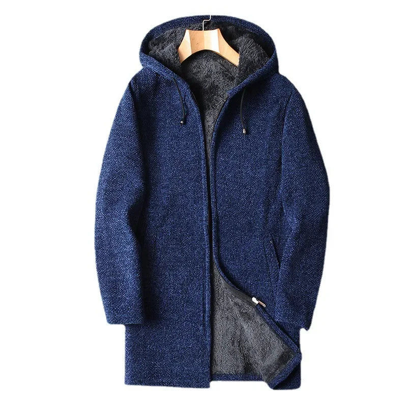 Pop Men's Sweaters Coat Autumn Winter New Hot Warm Zipper Medium Long Cardigan Sweaters Man Casual Knitwear Sweatercoat Mens Clo