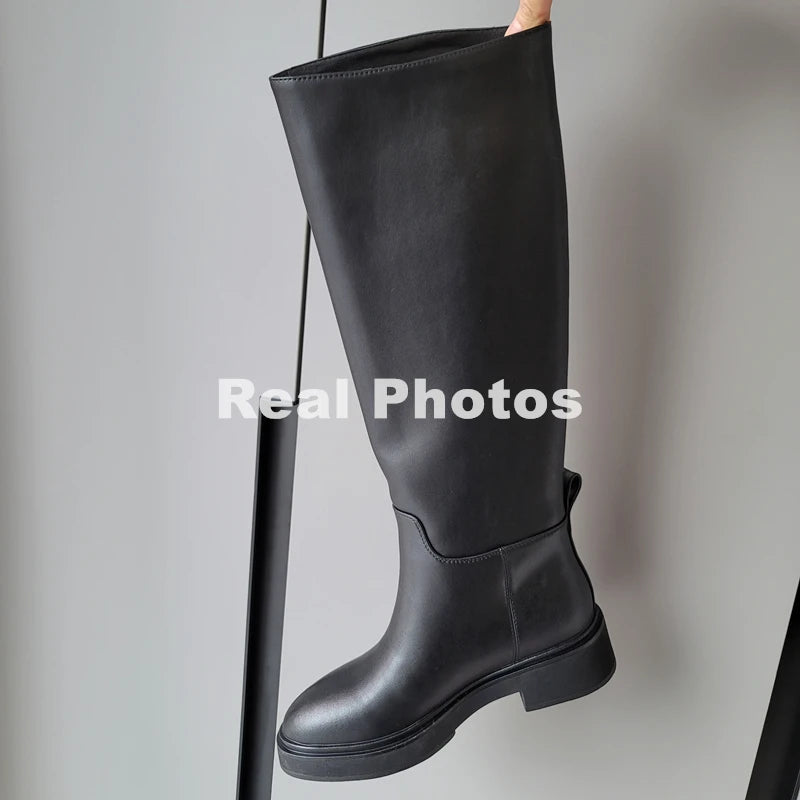 FEDONAS 2024 Ins Genuine Leather Knee High Boots For Women Thick Heeled Autumn Winter Warm Shoes Woman High Motorcycle Boots