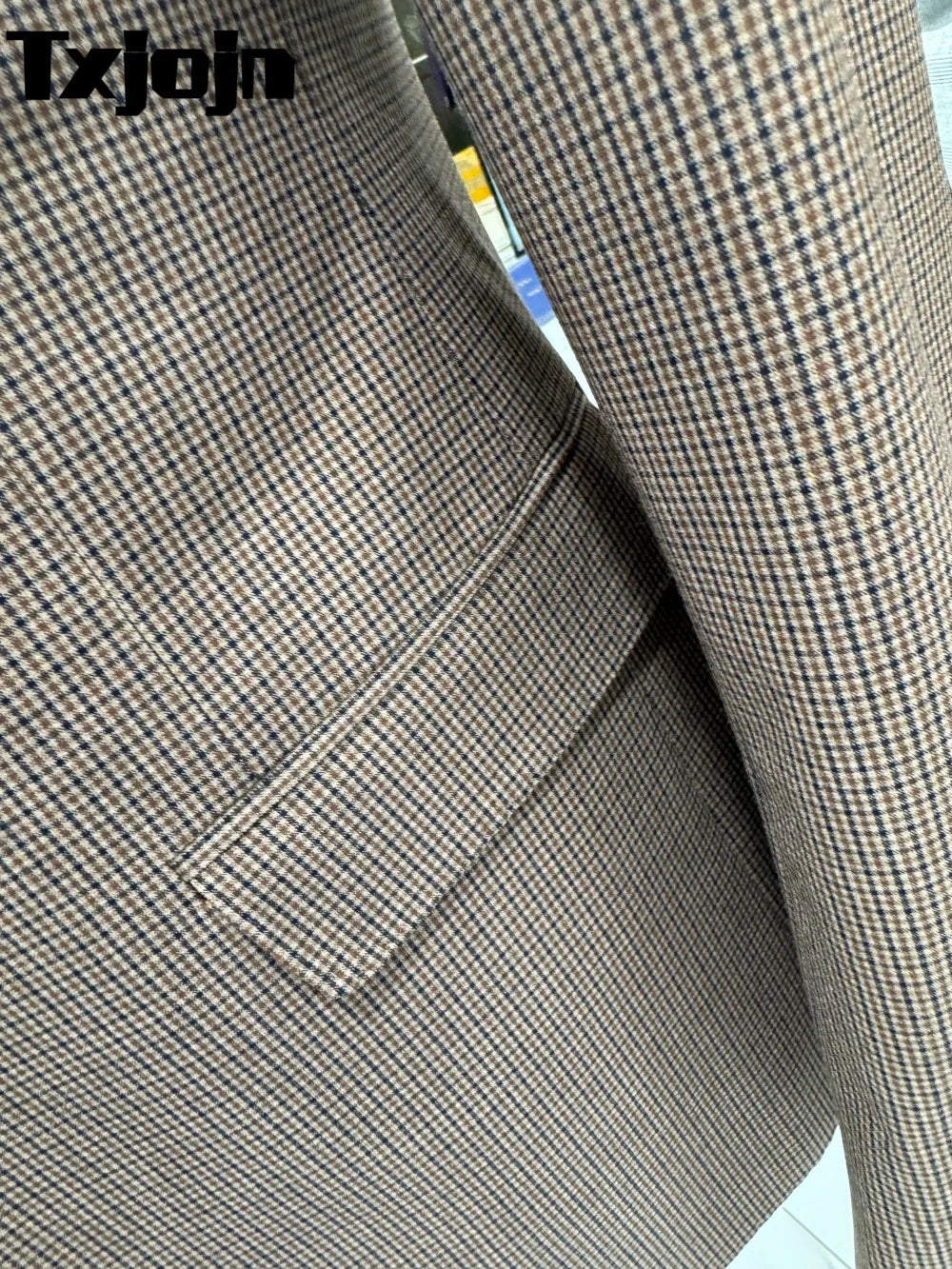 Elegant British Suit Set 3PCS 2025 Casual Plaid Men Office Suit Classic Single Button Groomsmen For Business Meeting Wedding Sui