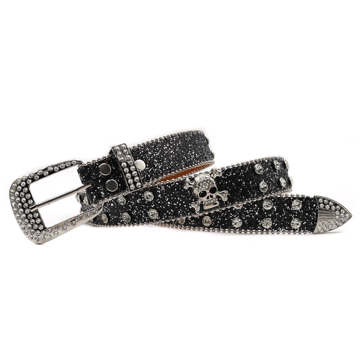 Women's Brand Luxury Sequin Punk Metal Buckle Belt Y2k Bling Skull Rhinestone Belt  Fashion Waistband Jeans Pants Decor Belt