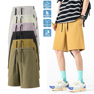 Men's outdoor sports ice silk casual shorts summer new quick-drying breathable waterproof tactical shorts fashion loose shorts
