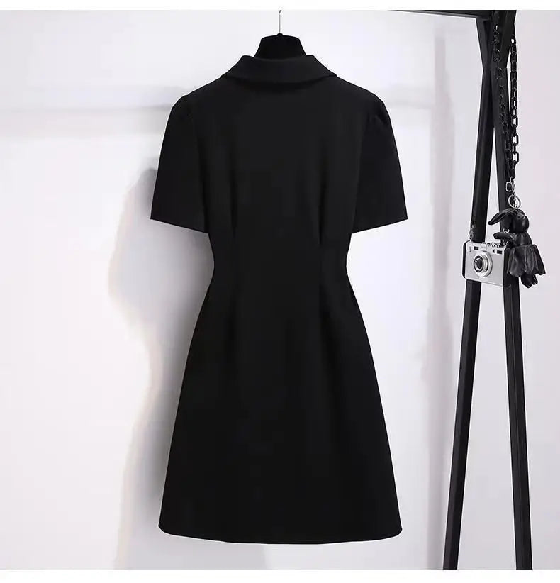 Women Preppy Style Clothing French Sporty Pink Polo T-shirt Dresses 2024 Summer New Lady Casual Embroidery Letter Solid Dress