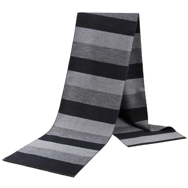 Classic Plaid Men Scarfs Winter Warm Cashmere Soft Scarf For Men Casual Business Neckerchief Black Gray Scarves 30*180cm