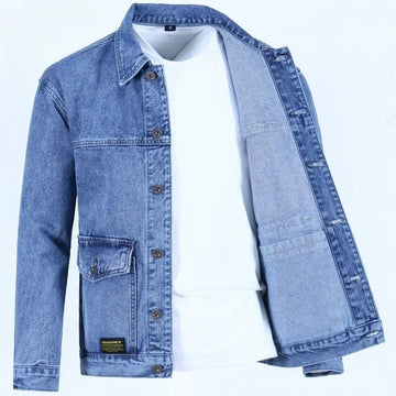 Male Jean Coats Blue Button Men's Denim Jacket Autumn Cheap Price Stylish New in Y2k One Piece of Fabric Low Cost Cowgirl Size L