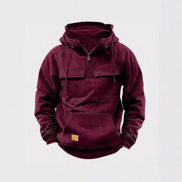 2024 New Men's Sweatshirt Hooded Pullover Casual Sporty Zipper Multi-Pocket Cross-Border Spring Autumn Loose Fit Hoody
