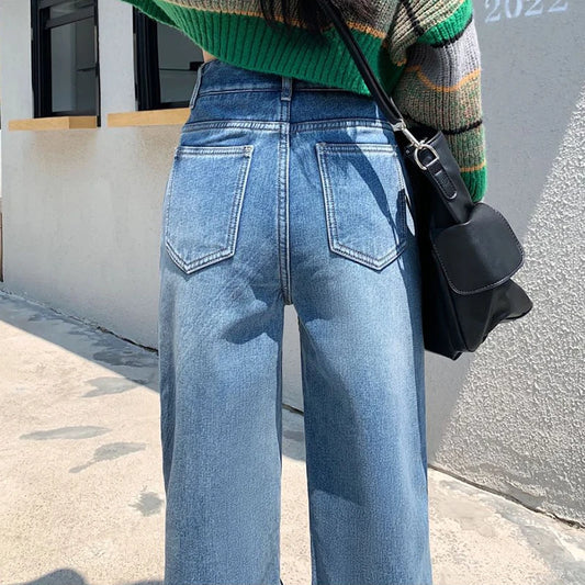 High Waisted Women Denim Jeans Straight Loose New Arrival  Daily Pants Fashion Brand Spring Summer Trousers All-match