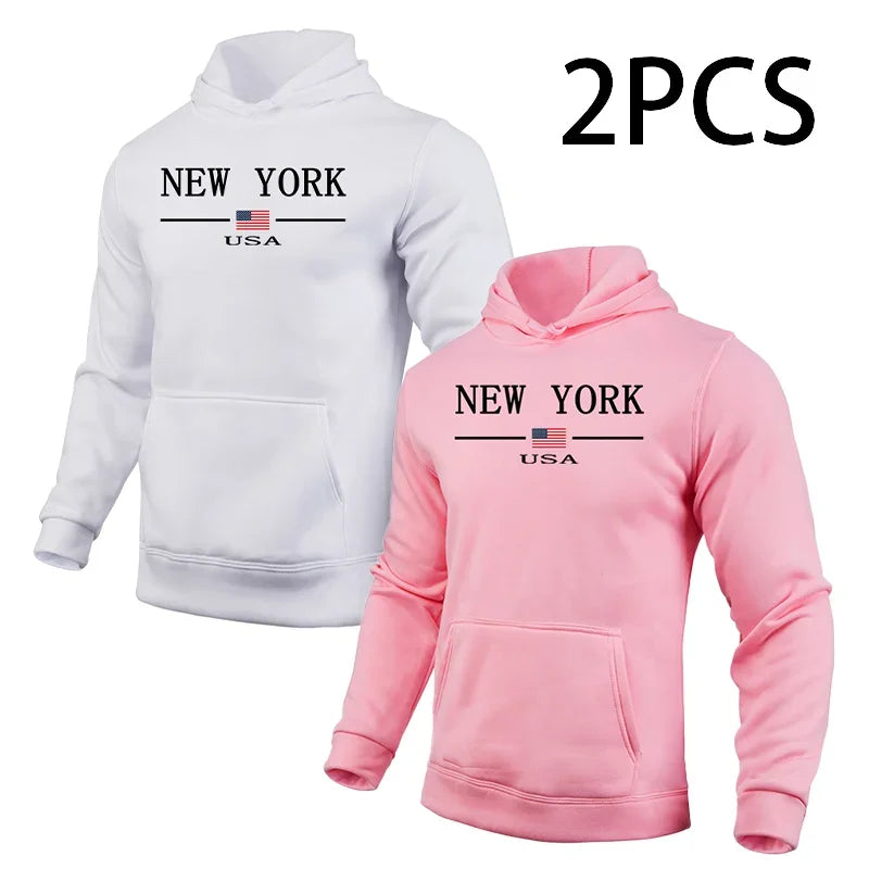 2 in 1 Hoodie Male Autumn Winter Hooded Long Sleeve Pullover Urban Casual Fashion Hoody Top Home Outdoor Comfort Warm Sweatshirt
