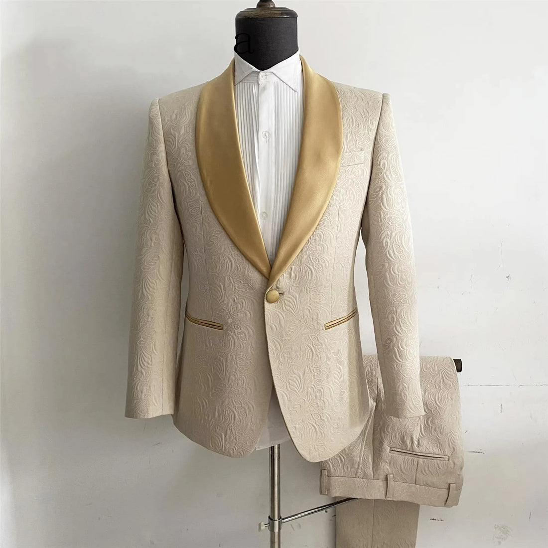 Men's Suit 2 Pieces Lapel Jacquard Jacket Pants Elegant Fashion Advanced Customization Fit Slim Party Wedding Groom Tuxedo Set