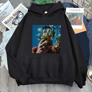A brand-new aesthetic for men in autumn: blurry head pattern printed high street hooded sweatshirt, streetwear hoodie