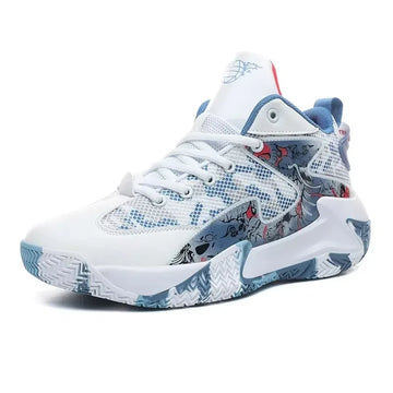 Men's Graffiti Basketball Shoes Anti-Slip Wear-Resistant Soles Fashionable Running Sports Footwear for Casual Wear