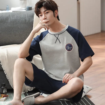 Summer Men's New Pajamas Homewear Suit Men's Short-Sleeved  Casual Homewear Plus Size Men's Youth Pajamas Homewear