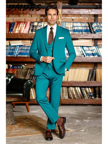 Formal Mint Green Single Button Shawl Collar Men Suit 3PCS Jacket Vest Outfits Casual Party Prom Wedding Set for Wedding Groom