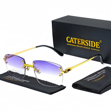 CATERSIDE Frameless Rectangle Sunglasses Women Luxury Designer Rimless Gradient Lens Metal Sun Glasses For Men Sports UV400