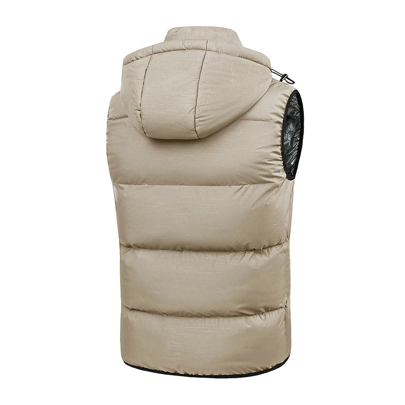 New Men Autumn Thicken Sleeveless Vests Jacket Coat Mens Winter Warm Detachable Hat Outwear Waistcoat Hooded Vest Jacket Male