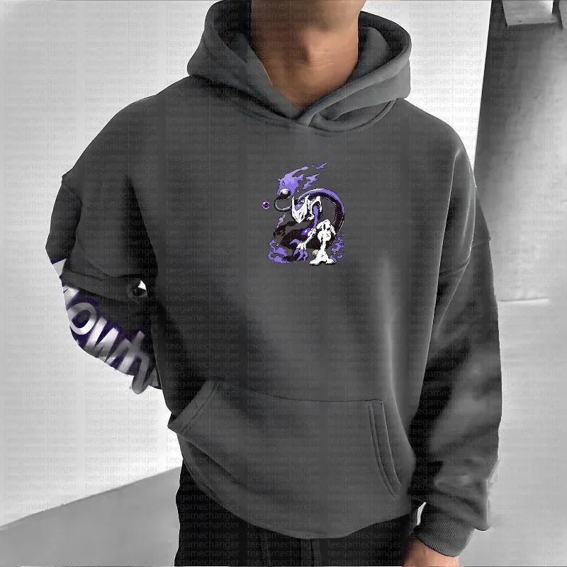 Pokémon Creative Mewtwo Double Printed Hoodie for Men and Women Autumn/Winter New Top Harajuku Large Size Casual Trend Sweater