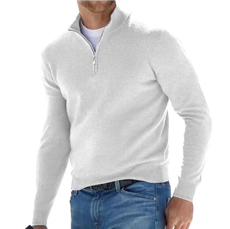 2023 New Men's Half-zipper V-neck Knitted Top Casual Pullover Sweater Polo Shirt Wholesale Amazon Fashion Retail