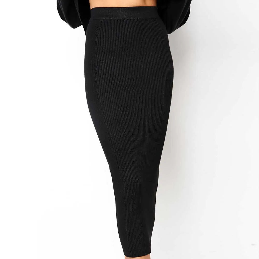 Jupes pour femmes longs faldas largas tricot bodycon midi slim jupe nouveau printemps été jupe féminine crayon jupe noire ropa mujer