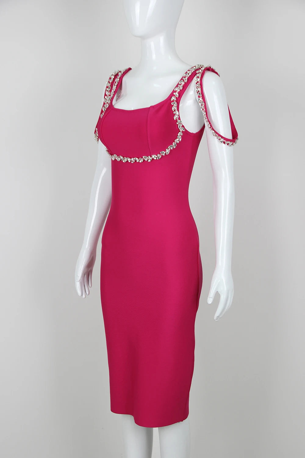 Fábrica al por mayor de mujeres 2024 rosa rosa spaghetti corteta diamante apretado sexy celebridad cóctel vestido de vendaje