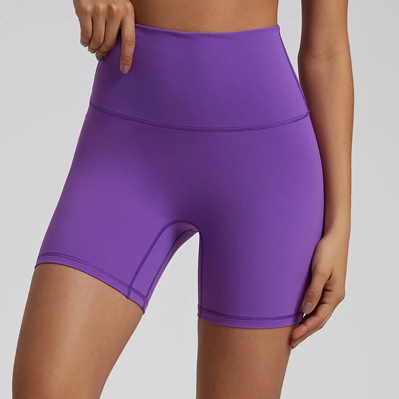 Sem costura frontal de shorts de moto de cintura alta esportes feminino fitness spandex leggings booty buttery gym mole ginout shorts de ioga 5 polegadas