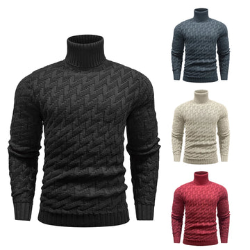 Men's Sweater Spring High Collar Pullover Sweater Mock Neck Lightweight Casual Fashion Knitted Soft Sweater US Size