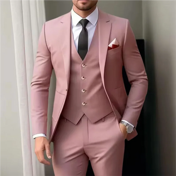 New Dusty Pink Men Suits 3 Pieces For Wedding dresses Tailor Made Single Breasted Slim Fit Male Clothing (Jacket+Pants+Vest )