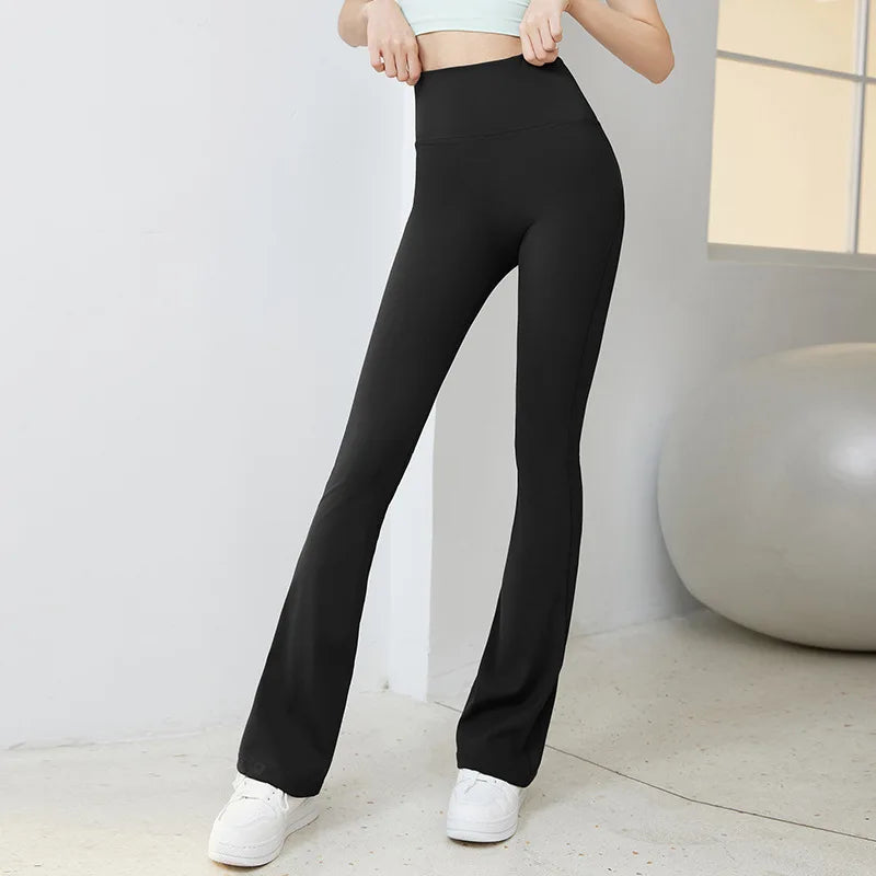 Pantaloni da yoga neri bagliori leggings da donna con pentole con gamba larga in alto in gamba palestra sport di fitness svasato gambe latino pantaloni da ballo 2024 2024