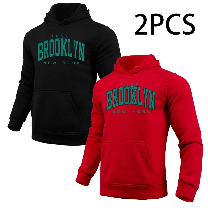 2 in 1 Hoodie for Man Brooklyn Print Fall Winter Daily Casual Sport Jogger Sweatshirt Home Outdoor Comfort Warm Fashion Pullover