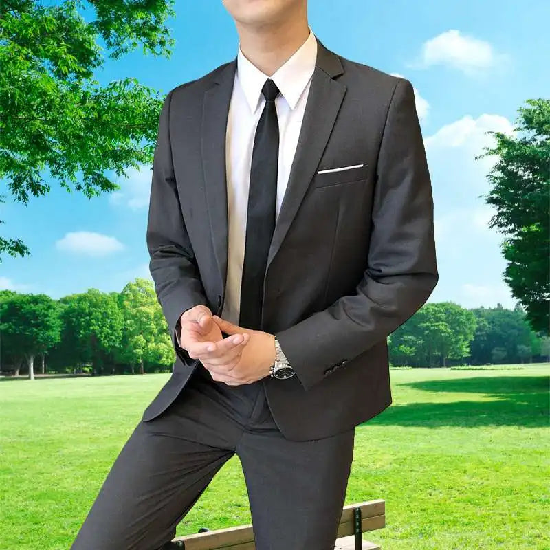 High Quality Wedding Groomsmen Suit 2 piece (Jacket+pants) Men Simple Business Elegant Fashion Job Interview Gentleman Suit Slim