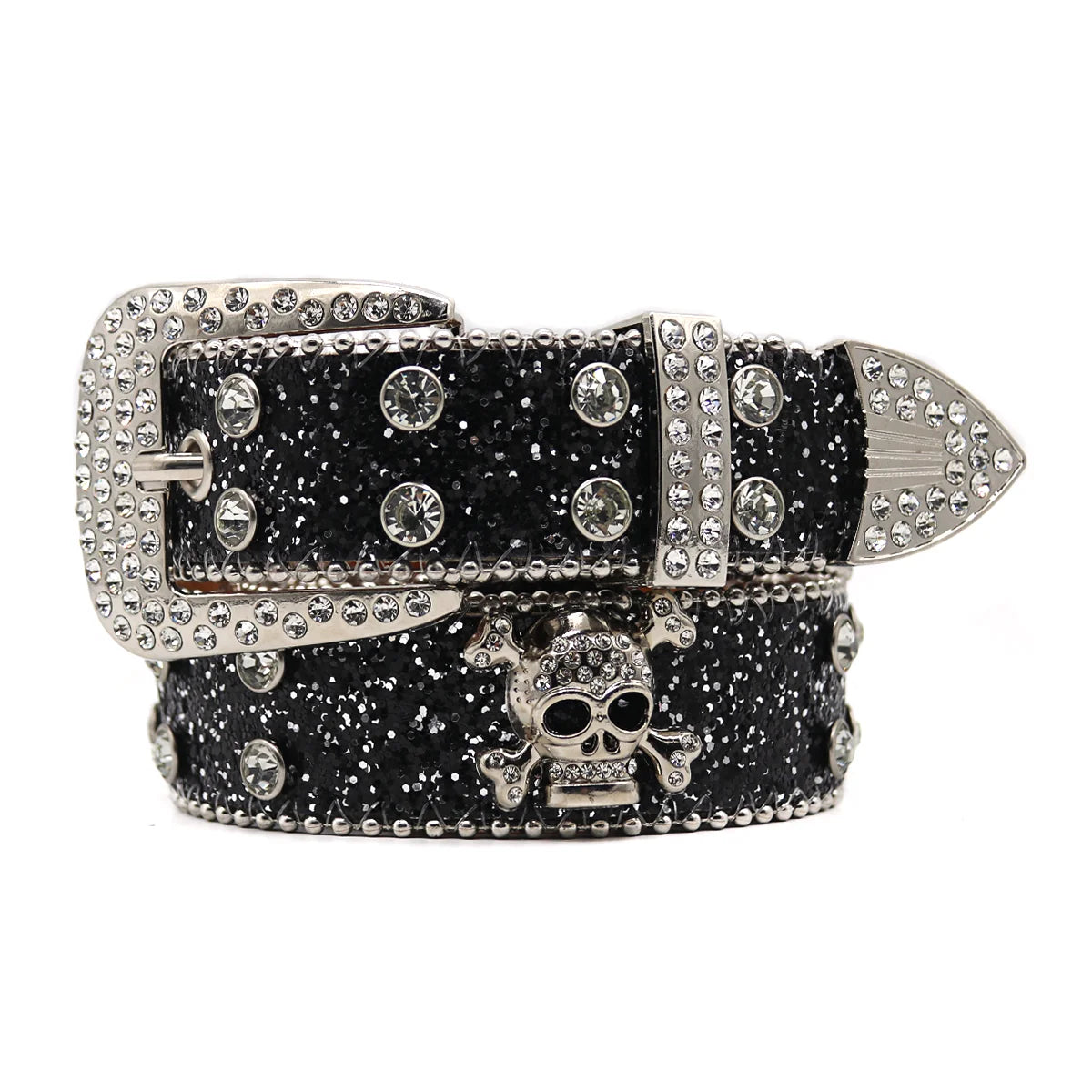 Women's Brand Luxury Sequin Punk Metal Buckle Belt Y2k Bling Skull Rhinestone Belt  Fashion Waistband Jeans Pants Decor Belt