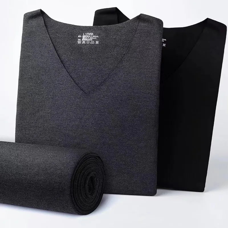 Mens V-neck Thermal Underwear Set  Long Johns Men Autumn Winter Shirt and Pants 2 Piece Set Male Long Underwear Thermal Clothing
