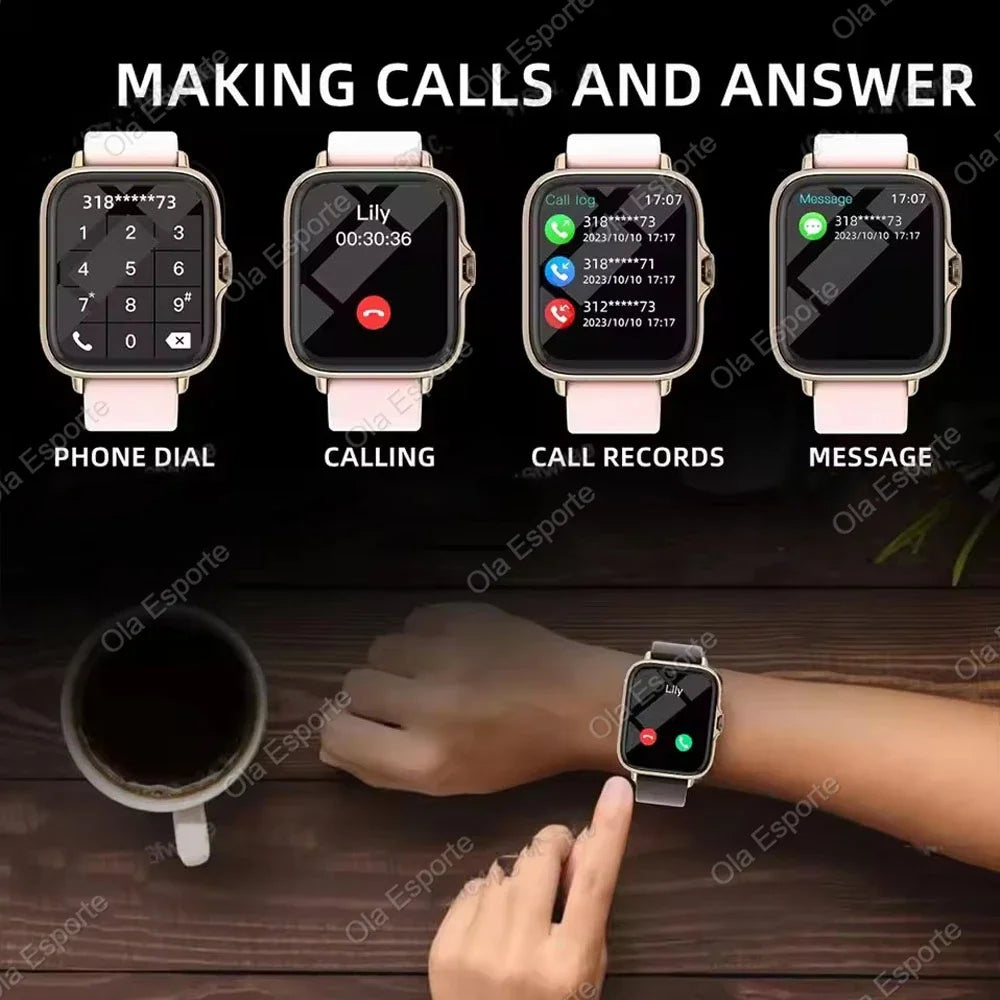 New Smart Watch Android Phone 2.01'' Infinite Screen Bluetooth Call Blood Oxygen/Pressure Monitoring Smart Watch Women Men Band