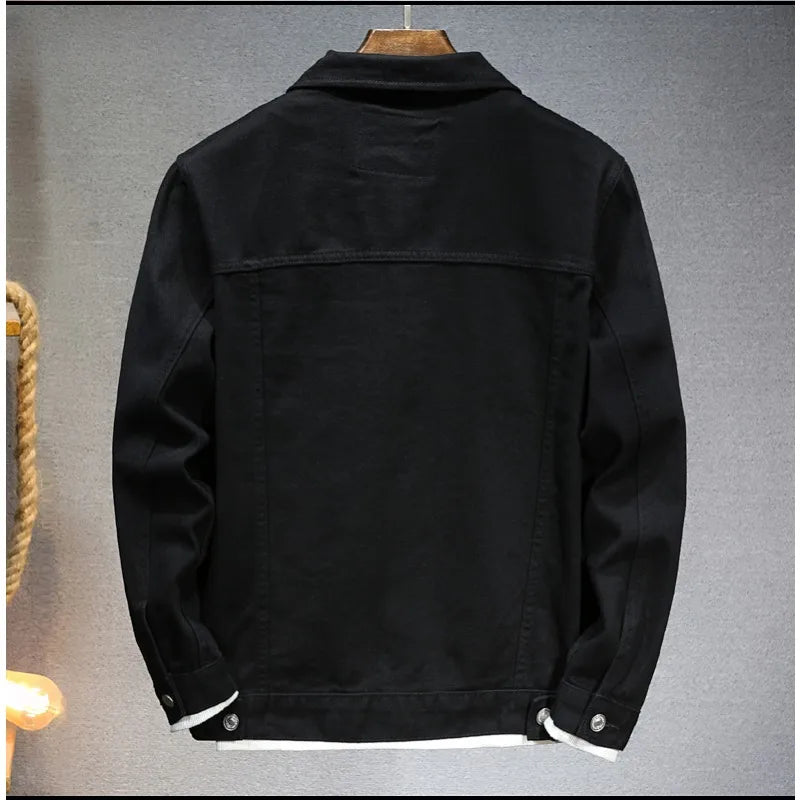 White Armygreen Classic Vintage Denim Jacket Men's Street Fashion Japanese Casual Coat Male Brand Jean Jackets Plus Size 5XL