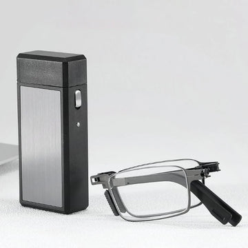 Fashion Folding Stainless Steel Reading Glasses Compact Portable Lighter Case Presbyopic Glasses Business Hyperopia Glasses