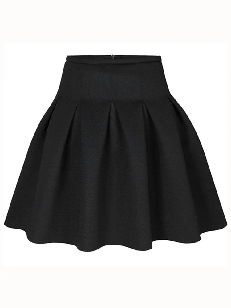 XFPV 2023 Autumn Winter New Arrivals Korean Solid Color Pleated Fluffy A-line Woolen High Waist Short Skirt Female SM956