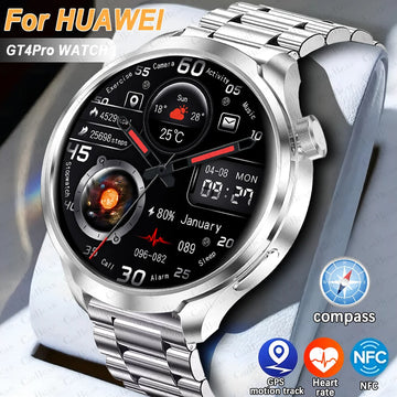 GT4 Pro Health Smart Watch Men 360*360 AMOLED Screen NFC GPS Tracker Compass BT call Blood oxygen IP68 Sport Smartwatch 2025New