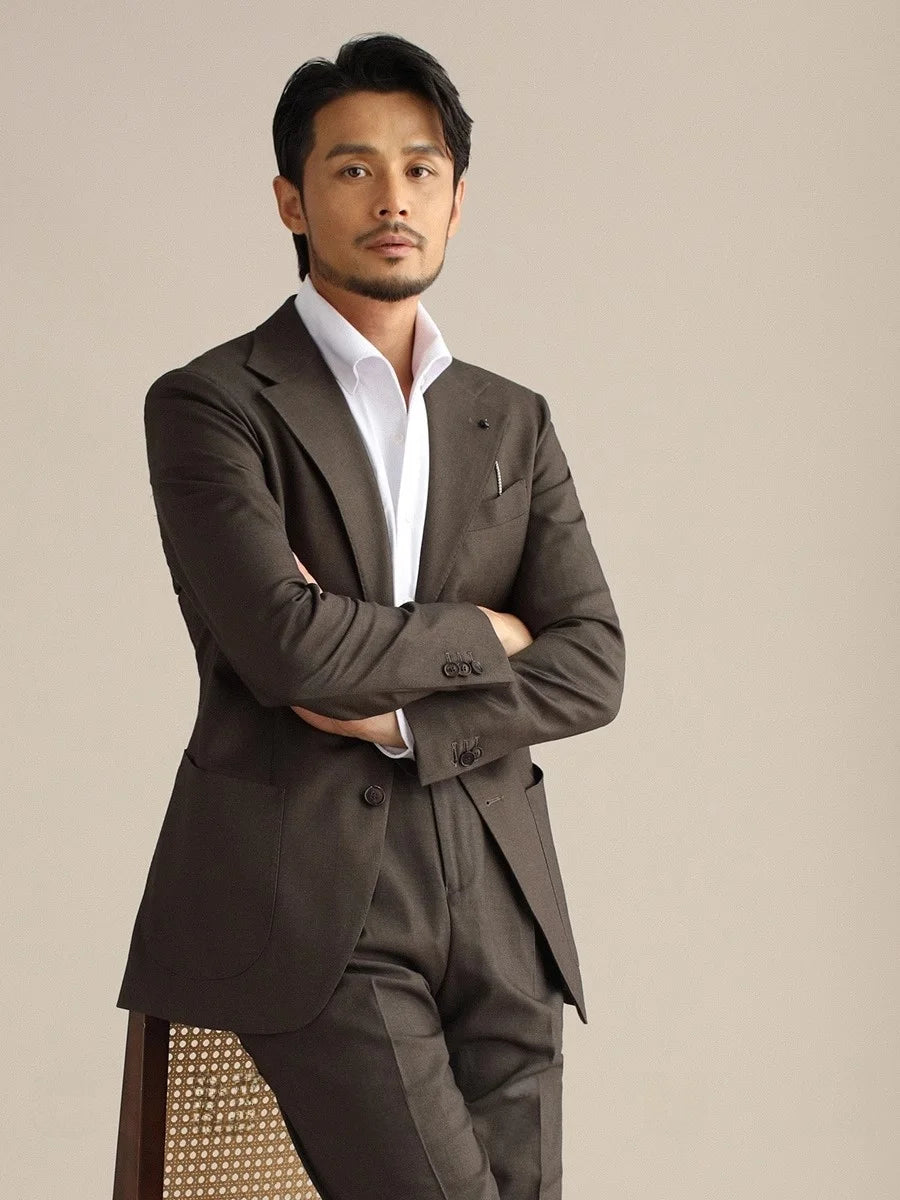 CULTUM Neapolitan Wedding Suit Set Men's Easy to Maintain Busin Casual Cotton Blend Double Cuffed Tuxedo for om
