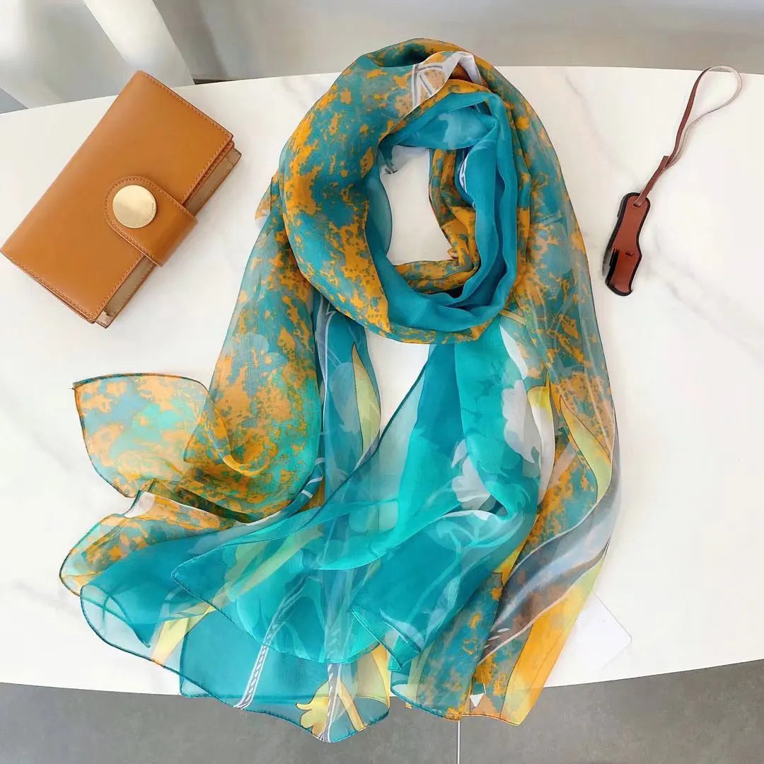 Silk Scarf Fashion Design Neck Foulard Female Luxury Hijab Women Warm Beach Scarves Echarpe Shawl Large Wrap Echarpe Bandana