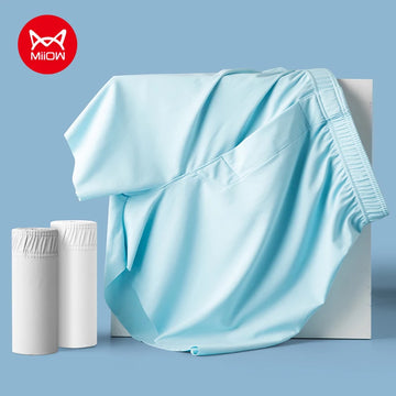 MiiOW 3Pcs Ice Silk Men's Underwear Boxershorts Breathable Summer Mens Panties Large Size Shorts Casual Mens Home Arrow Pants