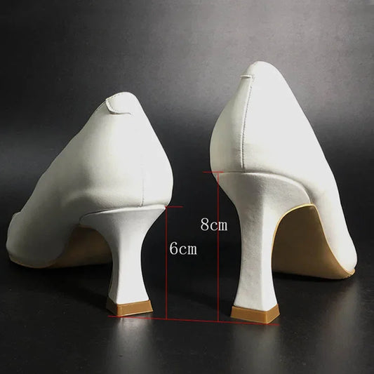 Wine Red Square Toe Shaped Heel Pumps Woman 2025 White Slip-On High Heels Dress Bridesmaid Bride Wedding Shoes Fashion Black