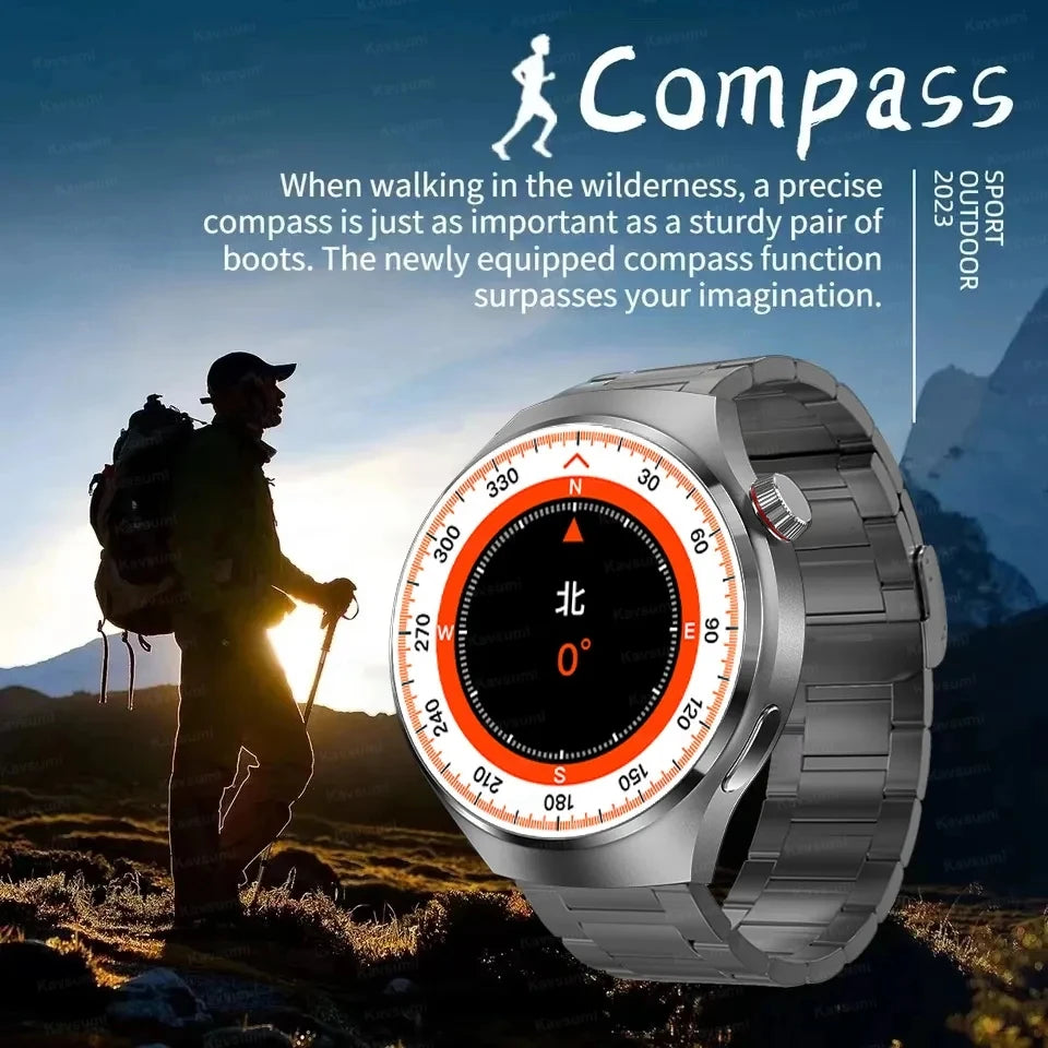 GT4 Pro Health Smart Watch Men 360*360 AMOLED Screen NFC GPS Tracker Compass BT call Blood oxygen IP68 Sport Smartwatch 2025New