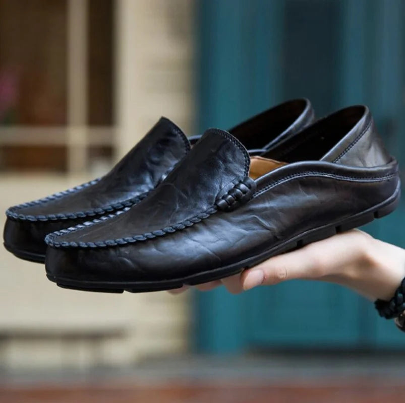 Men Shoes Casual Genuine Leather Mens Loafers Moccasins Designer Slip on Boat Shoes High Quality Chaussure Homme Plus Size 37-46