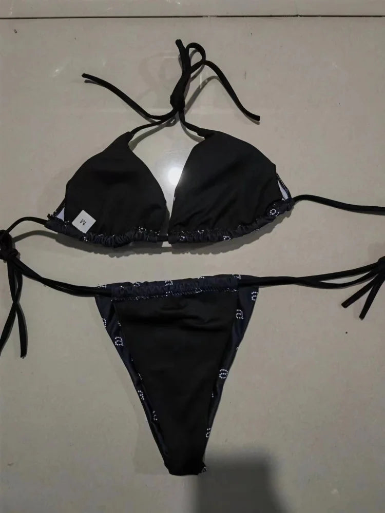 2024 diseñador de marca de lujo traje de baño impreso wang bikini playa estilo de playa sexy thong traje de trajes de bíbico