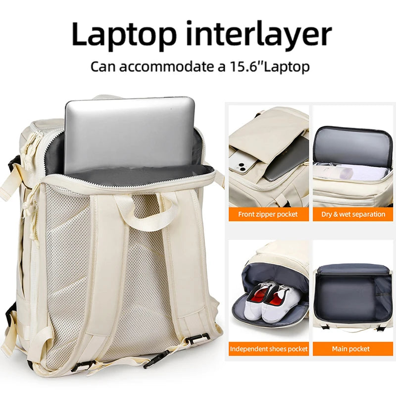 Unisex Scalable Capacity Backpack Breathable Nylon Wear-Resistance Travelling Shoulders Bag with Adjustable Shoulders Laptop Bag